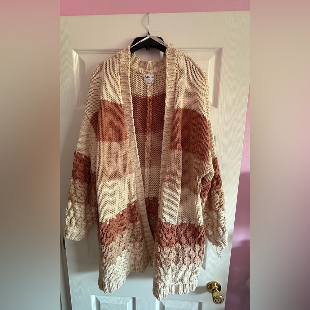 Arula Women's Colorblock Cardigan - Cream and Brown